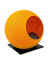 Meuble pour chat design : le Square un cocon discret tout en élégance jaune socle béton noir - kasibe
