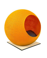 Meuble pour chat design : le Square un cocon discret tout en élégance jaune socle chêne clair - kasibe