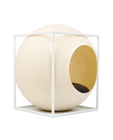 Panier pour chat design & graphique aux lignes pures : Le Cube champagne structure métal kasibe meyou