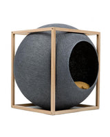 Panier pour chat design & graphique aux lignes pures : Le Cube gris structure bois kasibe meyou