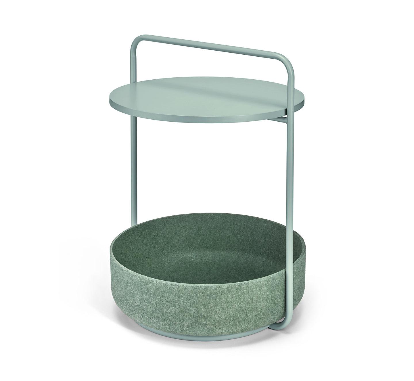 Panier pour chat écologique en polyester recyclé et meuble bas Tavolino kasibe miacara vert