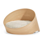Panier pour chien en bois très design Covo, résolument esthétique frêne coussin ivoire - kasibe