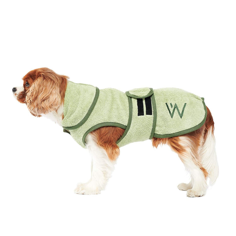 SPA pour chien, un joli peignoir avec ceintures en velcro très absorbant vert - kasibe