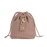 Pochette à croquettes pour chien en coton biologique carreaux rose arrière - kasibe