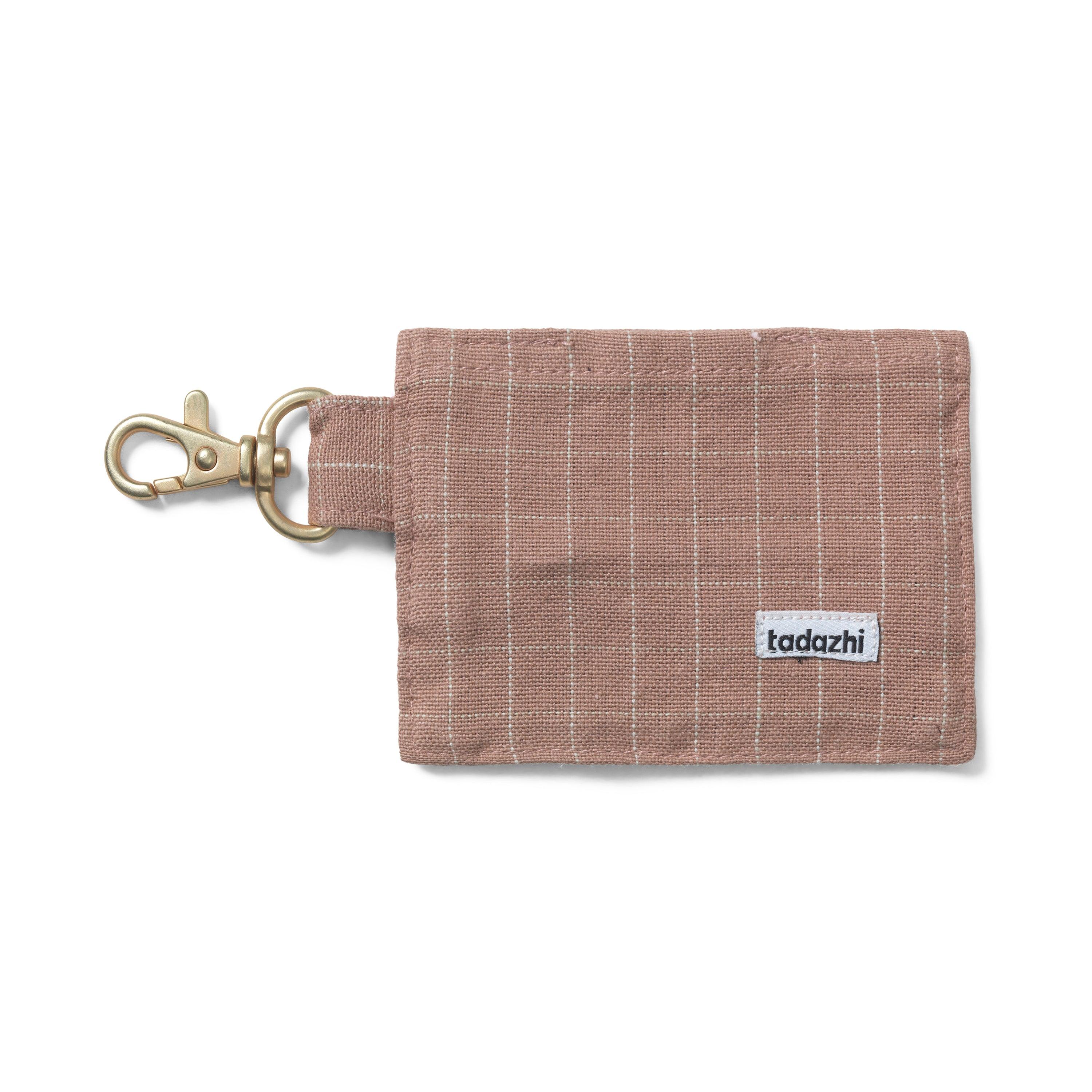 Pochette à sacs à crottes pour chien en coton biologique carreaux roses - kasibe