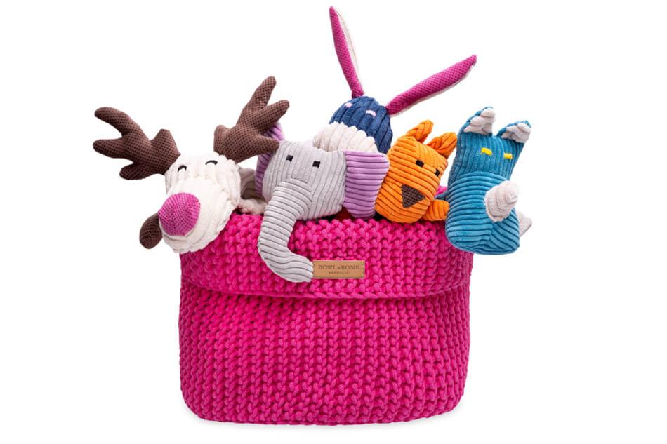 kasibe panier design pour ranger les jouets pour chien cotton de bowlandbone rose